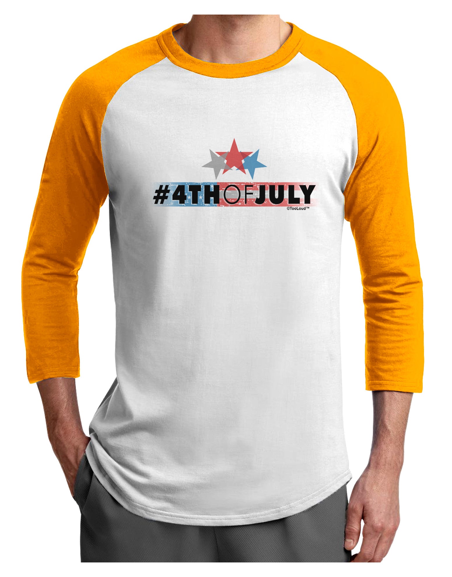 Hashtag 4th Of July Adult Raglan Shirt-Raglan Shirt-TooLoud-White-Gold-X-Small-Davson Sales