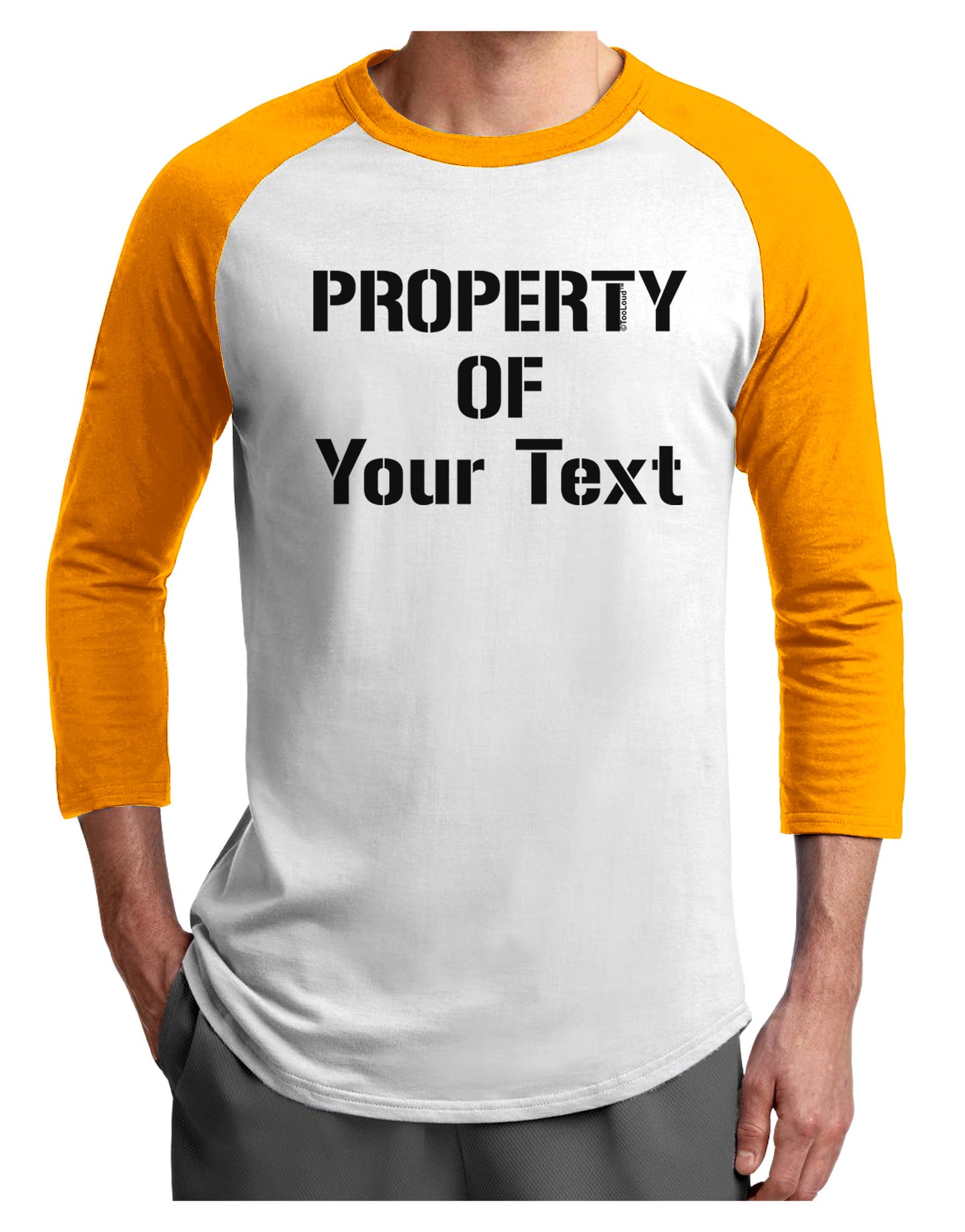 Personalized Property Of Adult Raglan Shirt-TooLoud-White-Gold-X-Small-Davson Sales