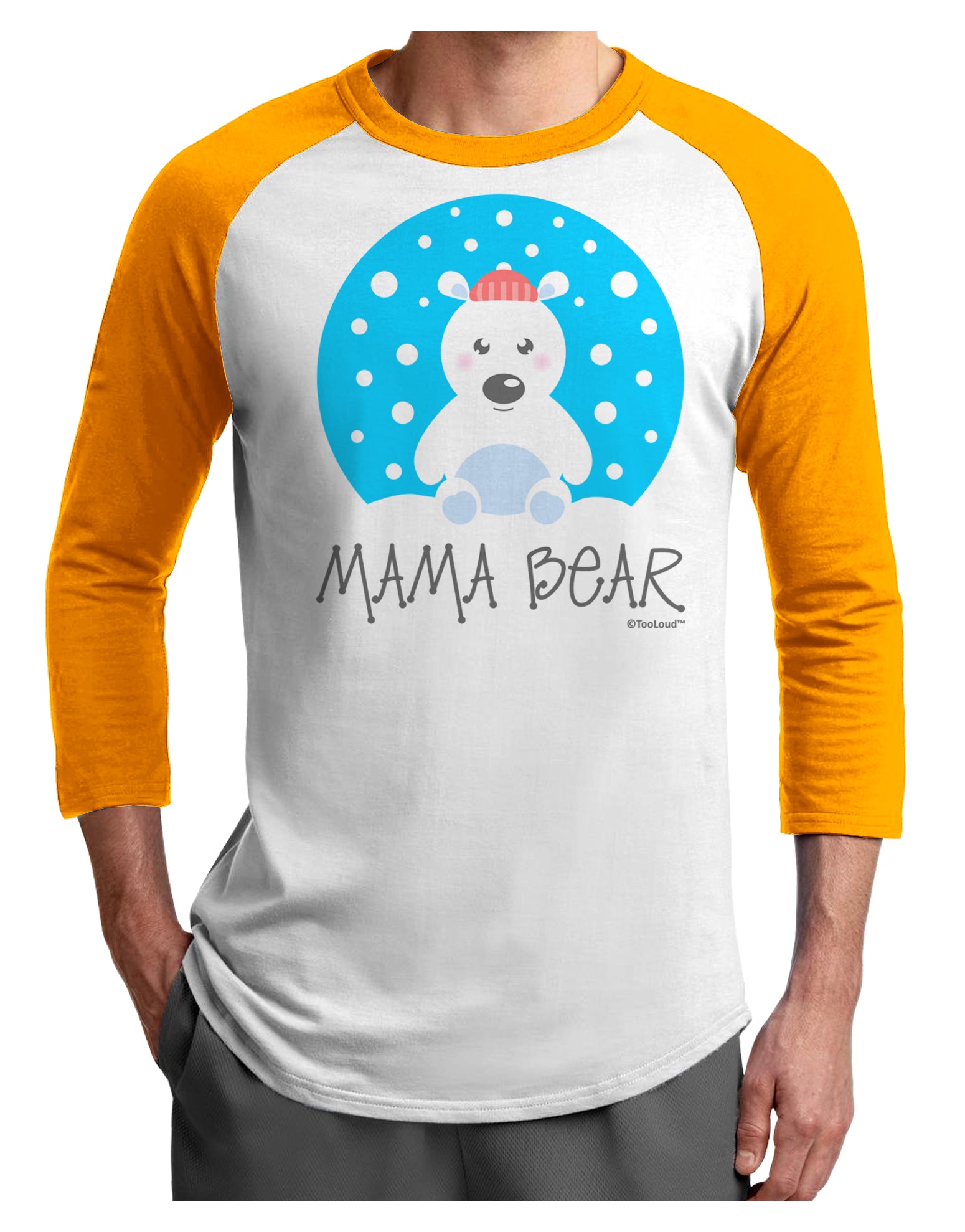 Matching Polar Bear Family - Mama Bear Adult Raglan Shirt by TooLoud-TooLoud-White-Gold-X-Small-Davson Sales