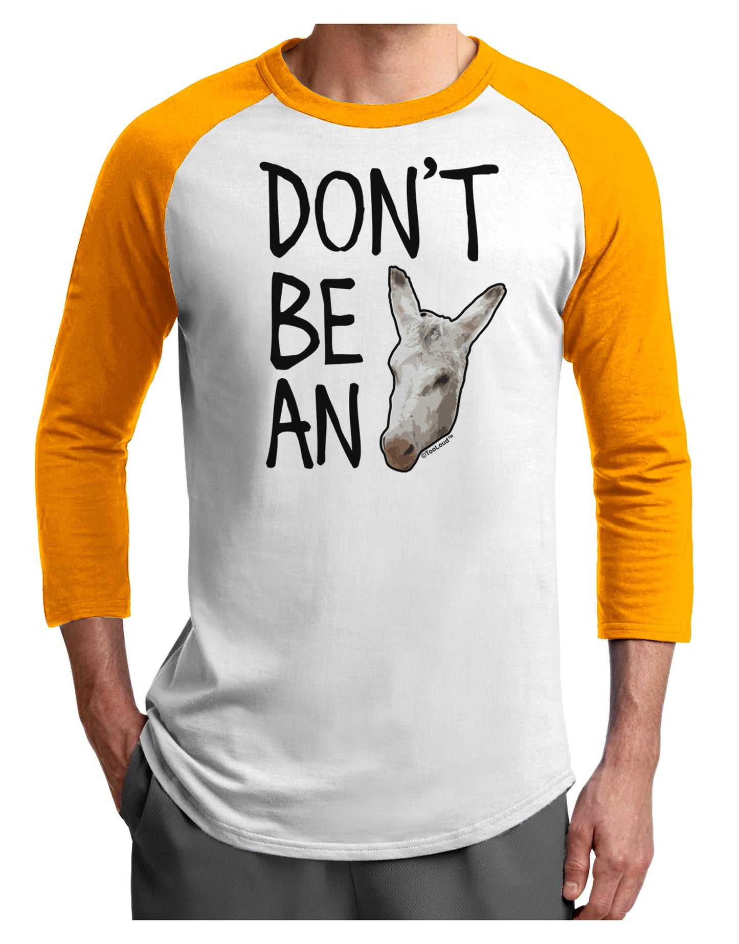 Don't Be An Ass Adult Raglan Shirt-Raglan Shirt-TooLoud-White-Gold-X-Small-Davson Sales