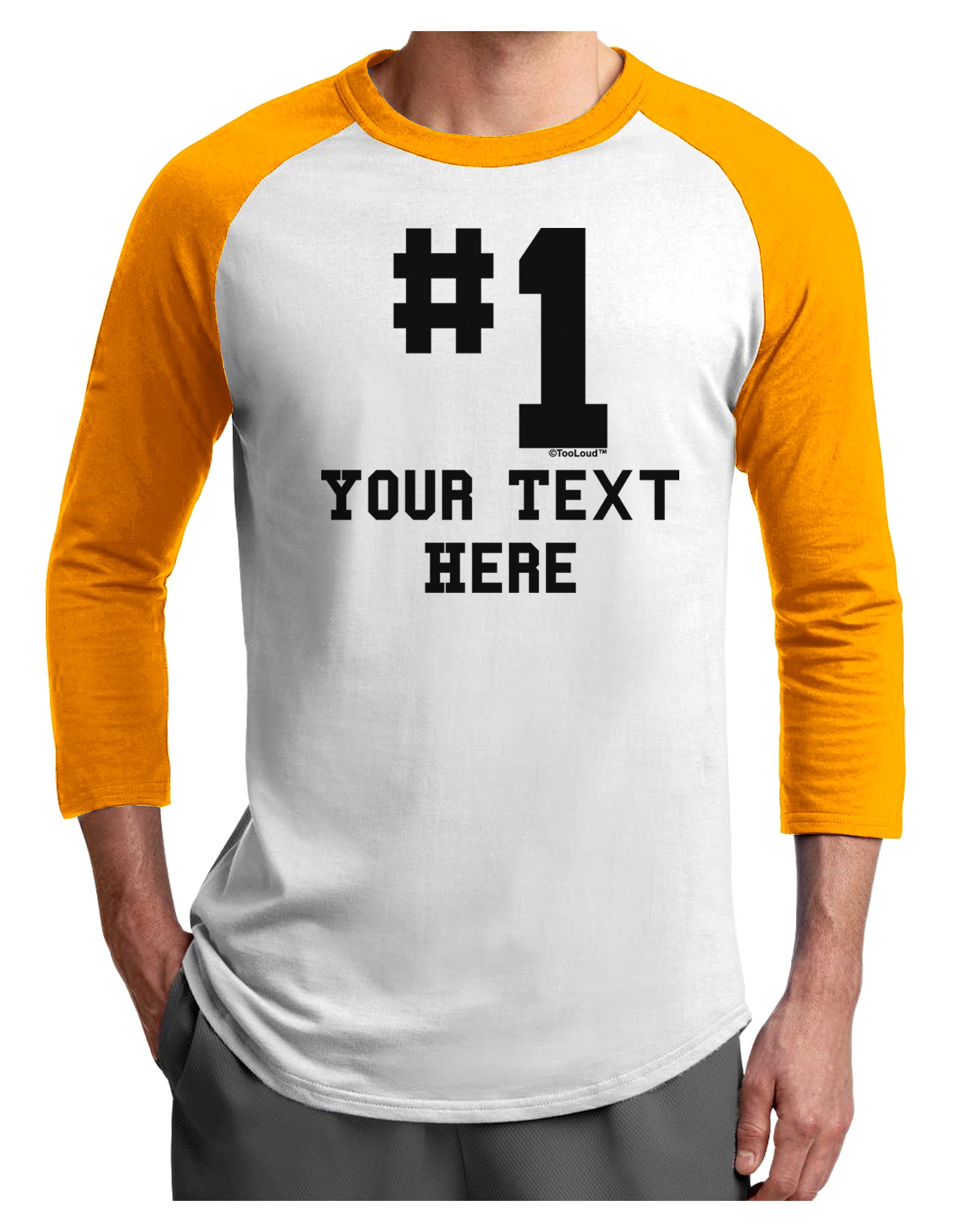 Personalized Number 1 Adult Raglan Shirt by TooLoud-TooLoud-White-Gold-X-Small-Davson Sales