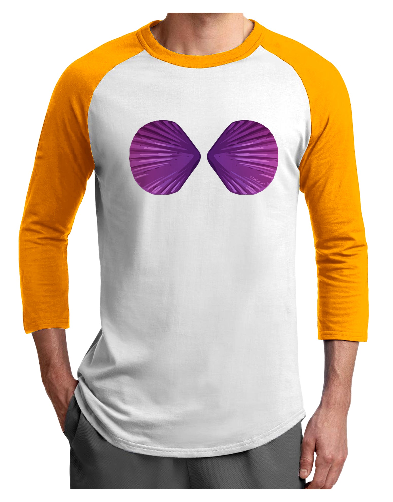 Mermaid Shell Bra Purple Adult Raglan Shirt by TooLoud-TooLoud-White-Gold-X-Small-Davson Sales