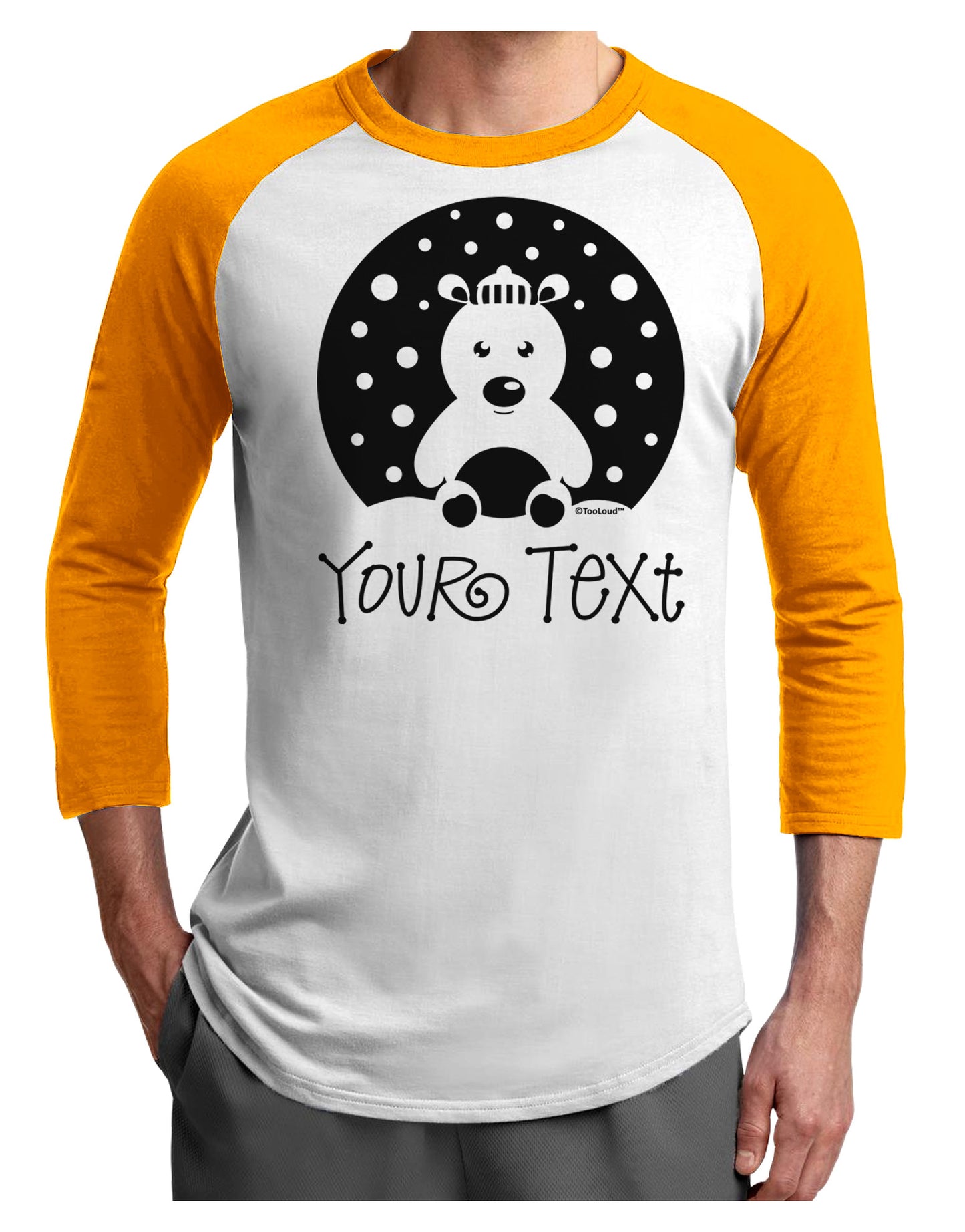 Personalized Matching Polar Bear Family Design - Your Text Adult Raglan Shirt-TooLoud-White-Gold-X-Small-Davson Sales