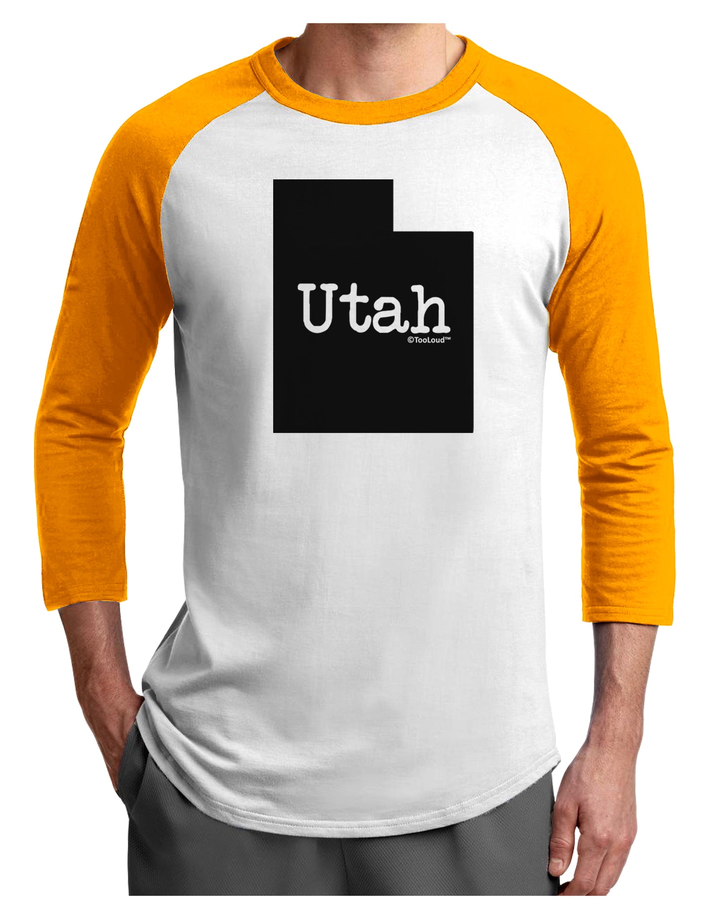 Utah - United States Shape Adult Raglan Shirt by TooLoud-TooLoud-White-Gold-X-Small-Davson Sales