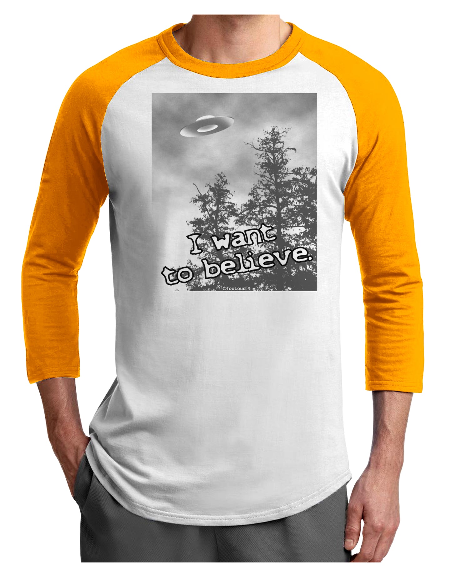 I Want to Believe - UFO Adult Raglan Shirt by TooLoud-TooLoud-White-Gold-X-Small-Davson Sales