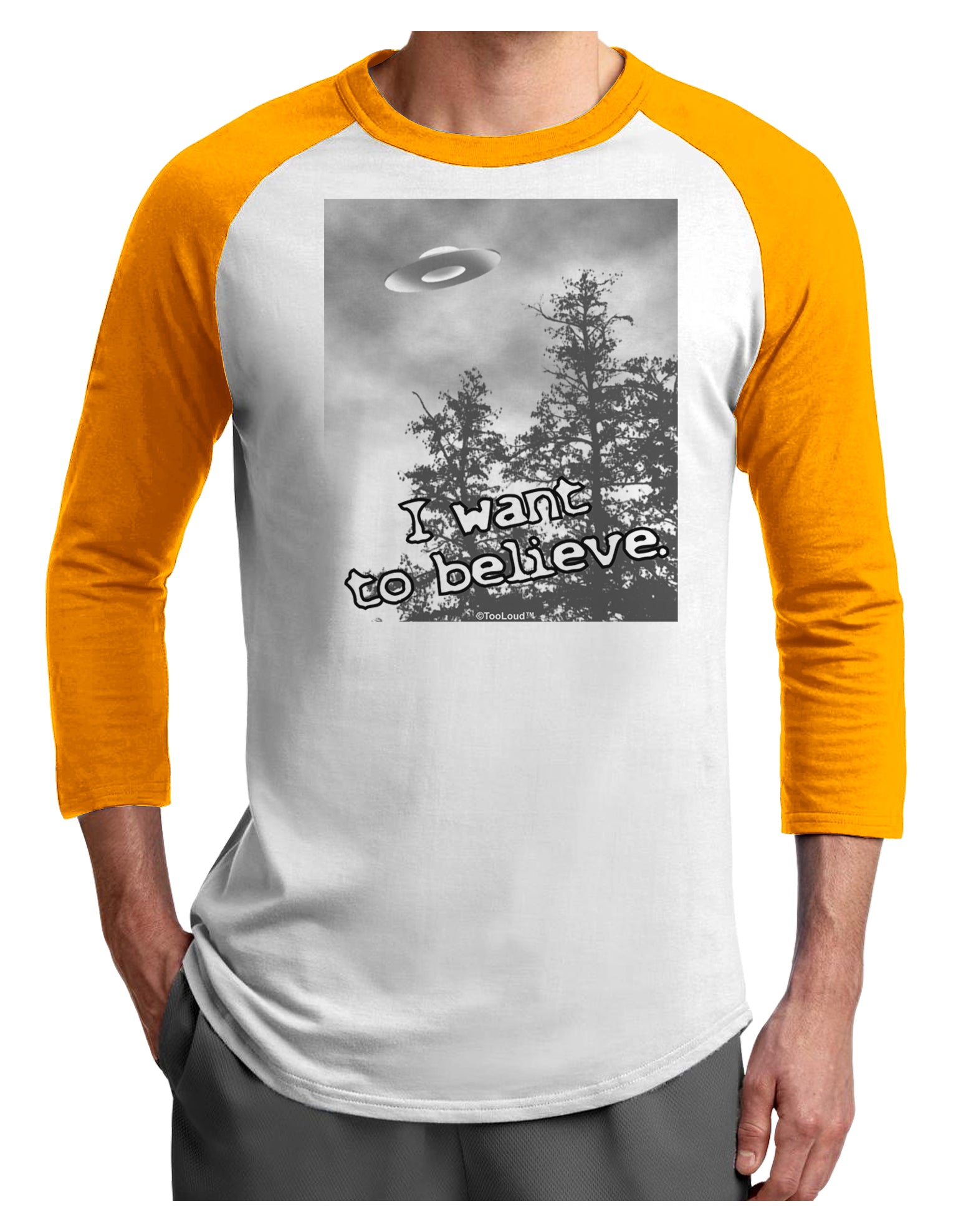 I Want to Believe - UFO Adult Raglan Shirt by TooLoud-TooLoud-White-Gold-X-Small-Davson Sales