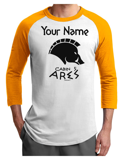 Personalized Cabin 5 Ares Adult Raglan Shirt by-Raglan Shirt-TooLoud-White-Gold-X-Small-Davson Sales