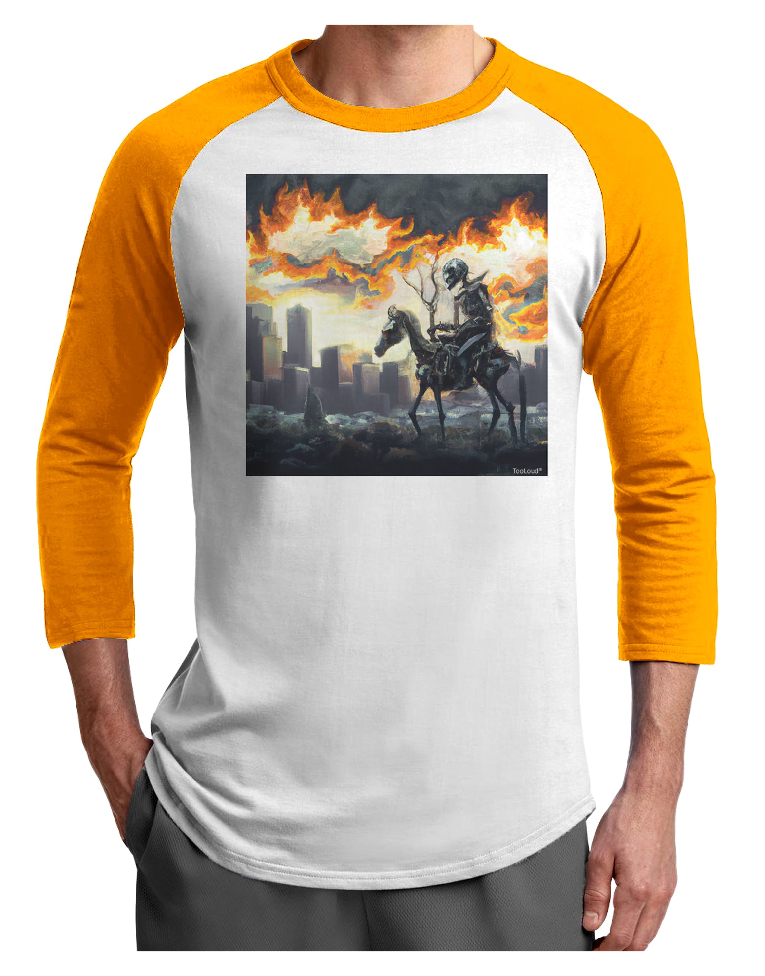Grimm Reaper Halloween Design Adult Raglan Shirt-Mens T-shirts-TooLoud-White-Gold-X-Small-Davson Sales