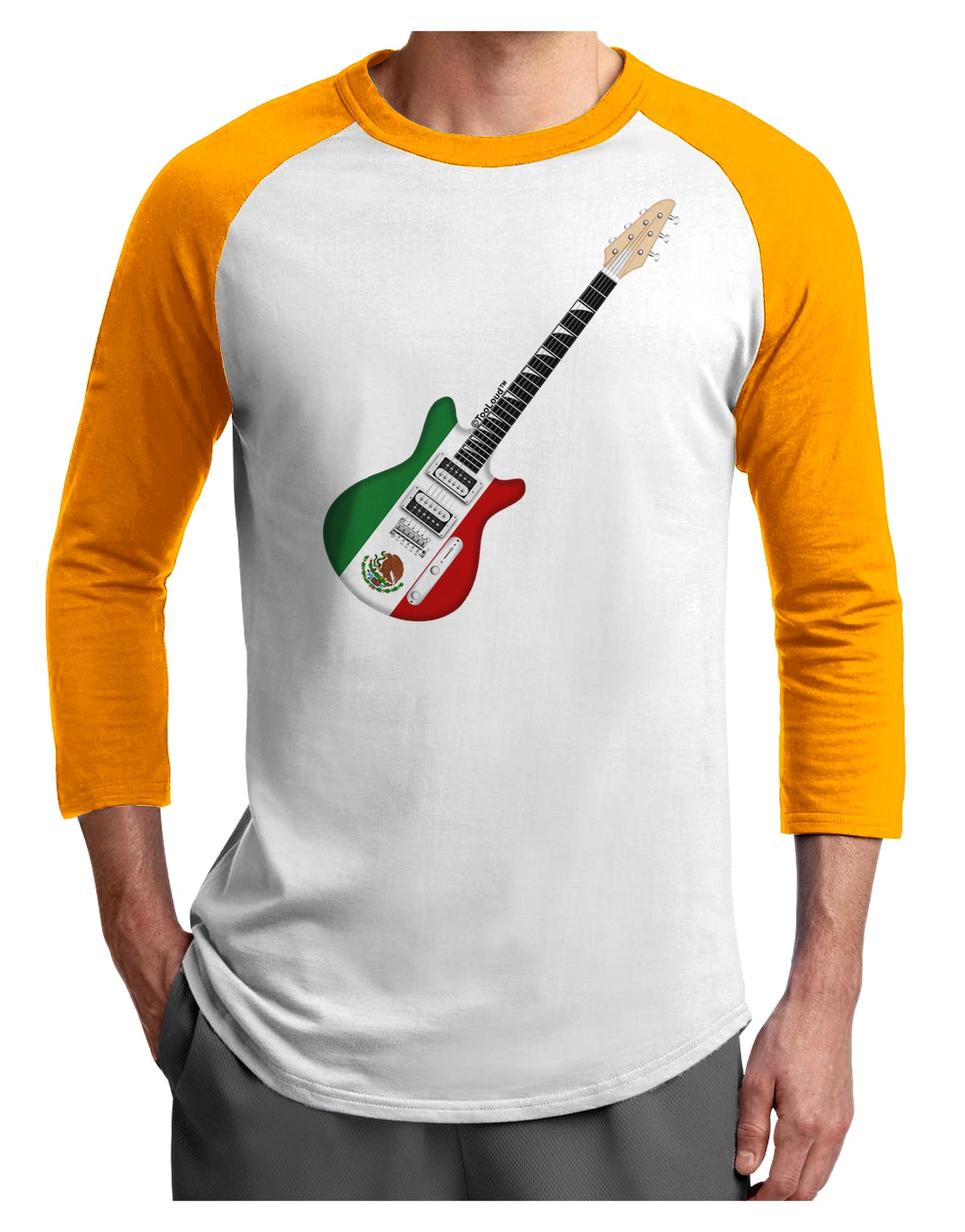 Mexican Flag Guitar Design Adult Raglan Shirt by TooLoud-TooLoud-White-Gold-X-Small-Davson Sales