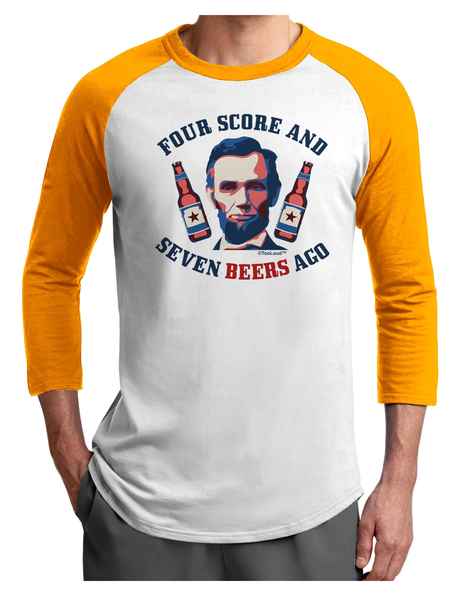 Seven Beers Ago - Lincoln Adult Raglan Shirt-Raglan Shirt-TooLoud-White-Gold-X-Small-Davson Sales