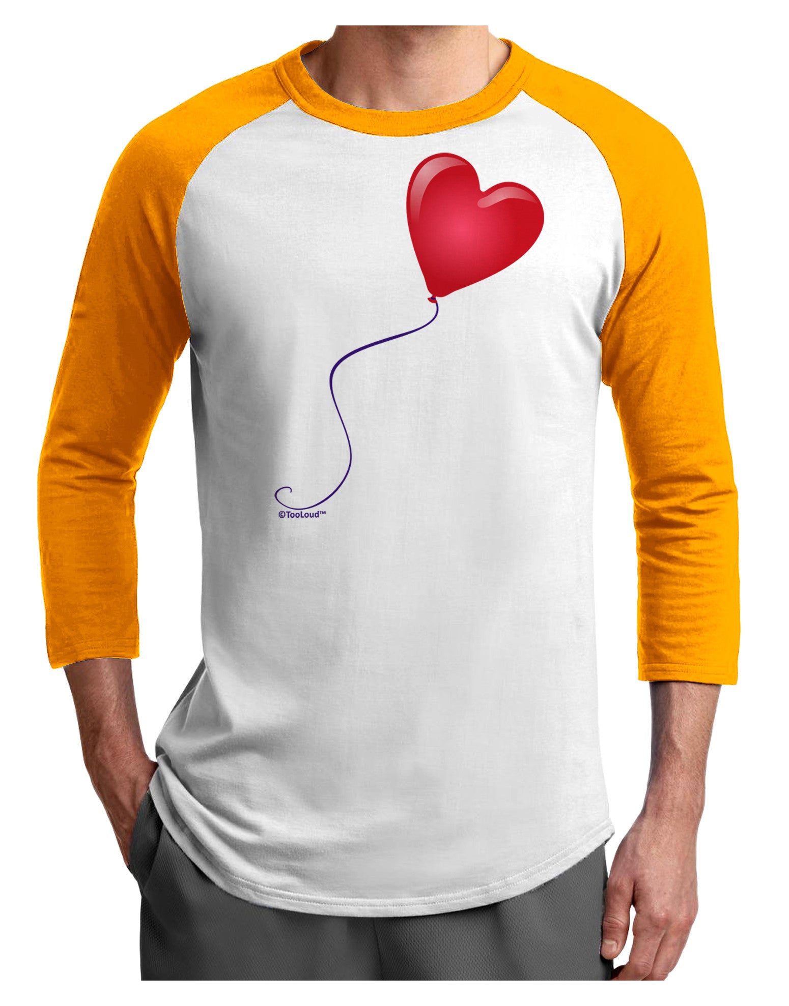 Cute Red Heart Balloon Adult Raglan Shirt-Raglan Shirt-TooLoud-White-Gold-X-Small-Davson Sales