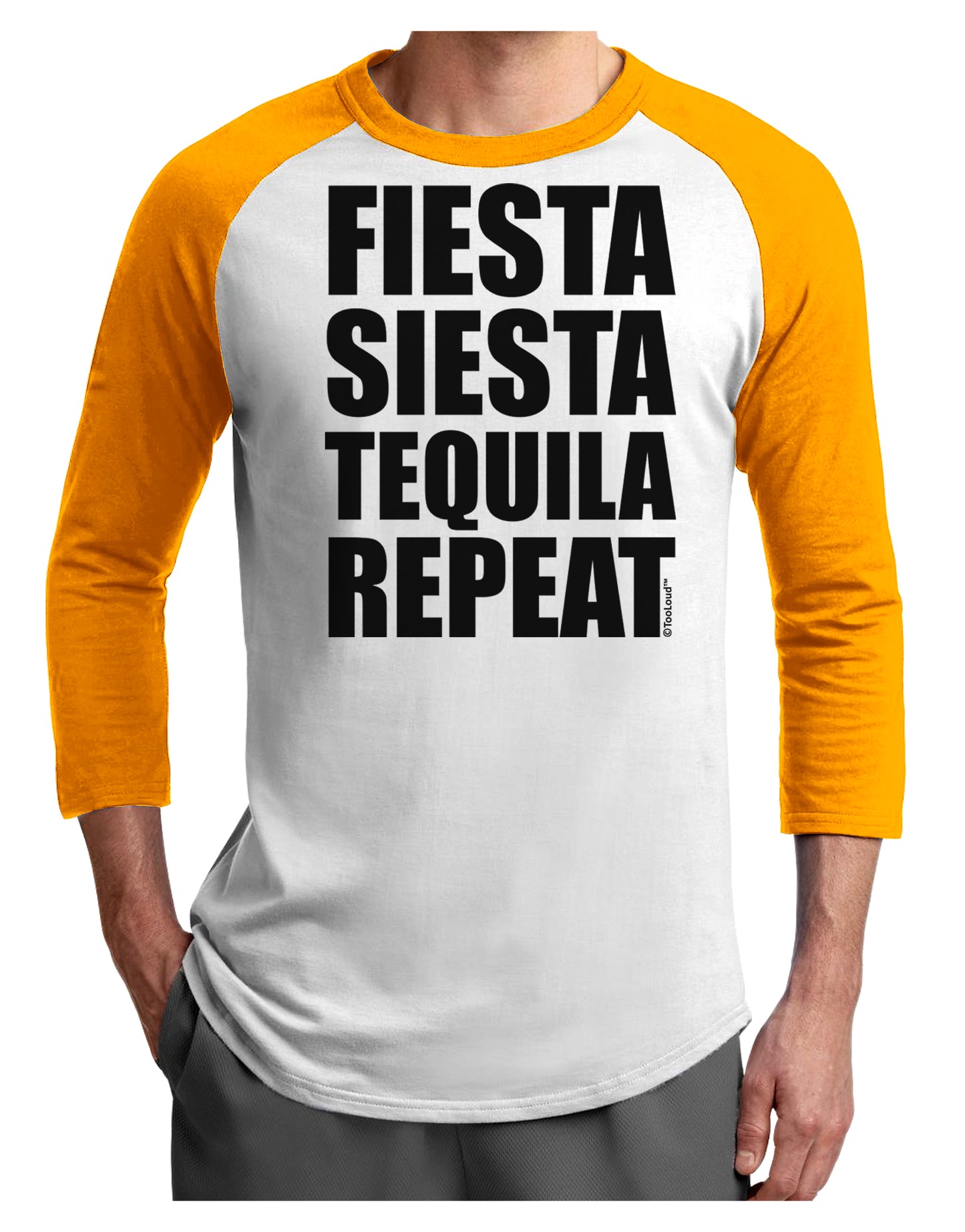 Fiesta Siesta Tequila Repeat Adult Raglan Shirt by TooLoud-TooLoud-White-Gold-X-Small-Davson Sales