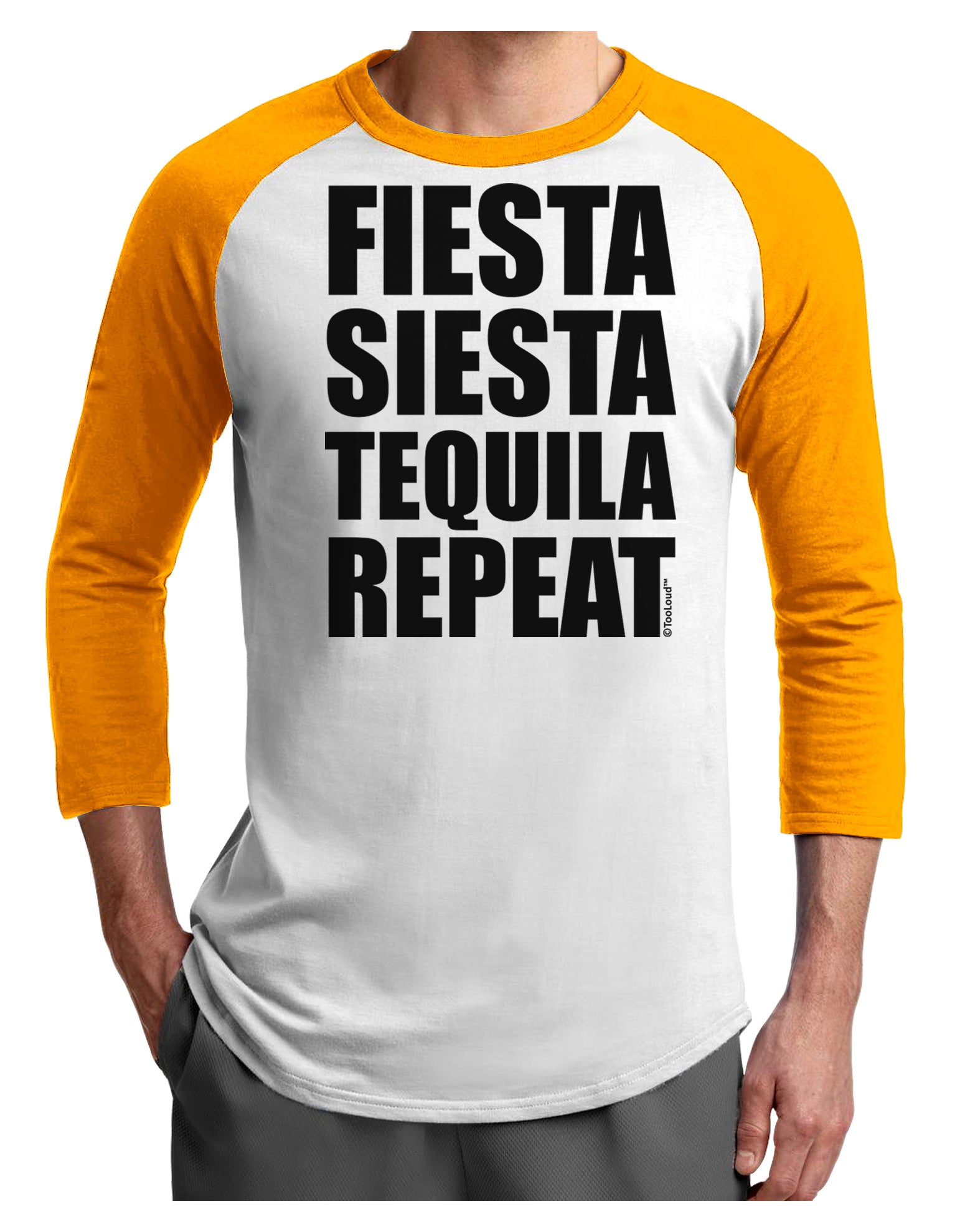 Fiesta Siesta Tequila Repeat Adult Raglan Shirt by TooLoud-TooLoud-White-Gold-X-Small-Davson Sales
