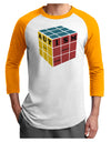 Autism Awareness - Cube Color Adult Raglan Shirt-TooLoud-White-Gold-X-Small-Davson Sales