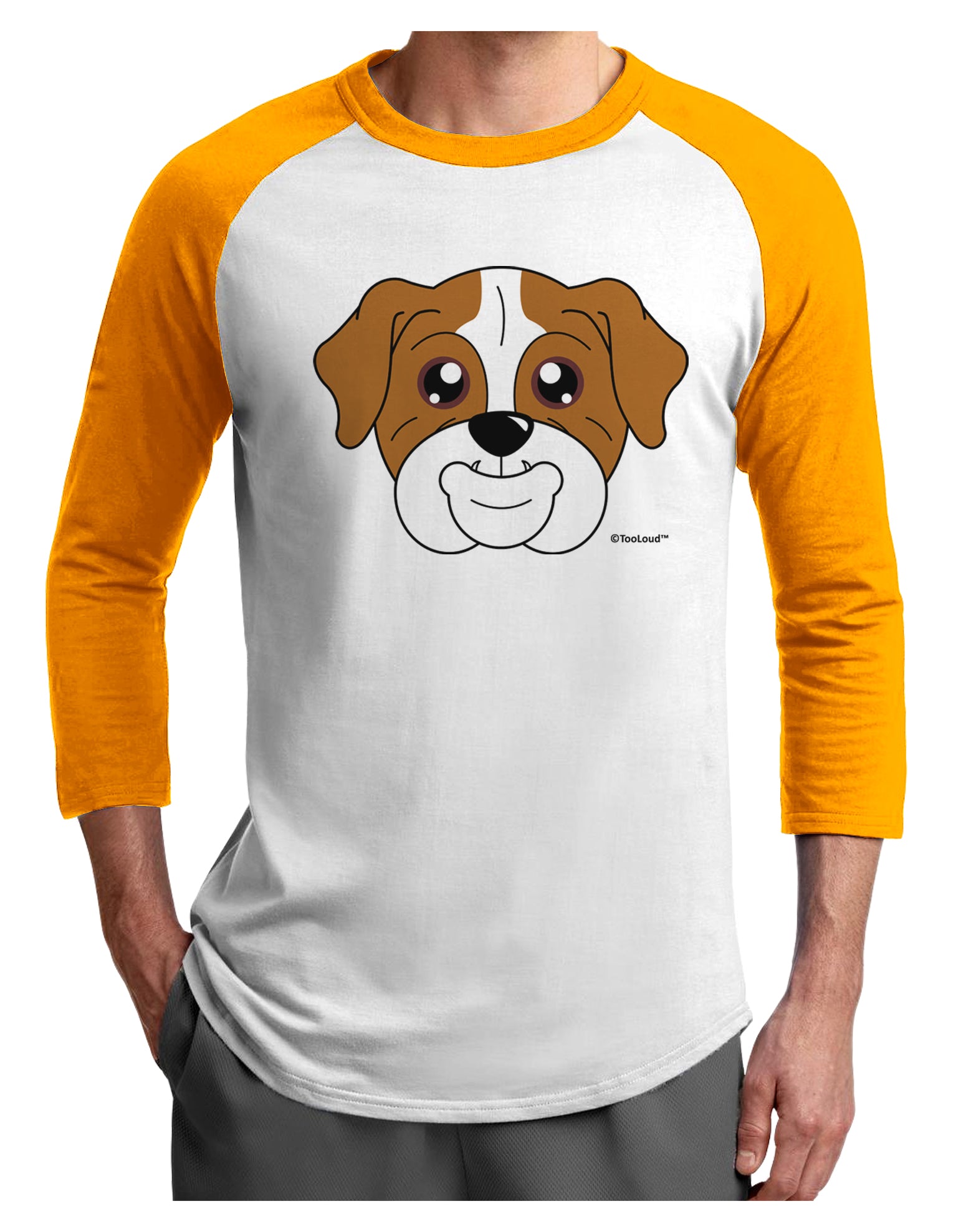 Cute Bulldog - Red Adult Raglan Shirt by TooLoud-TooLoud-White-Gold-X-Small-Davson Sales