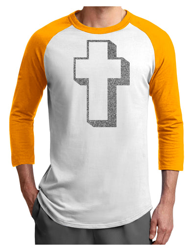 Simple Cross Design Glitter - Silver Adult Raglan Shirt by TooLoud-TooLoud-White-Gold-X-Small-Davson Sales