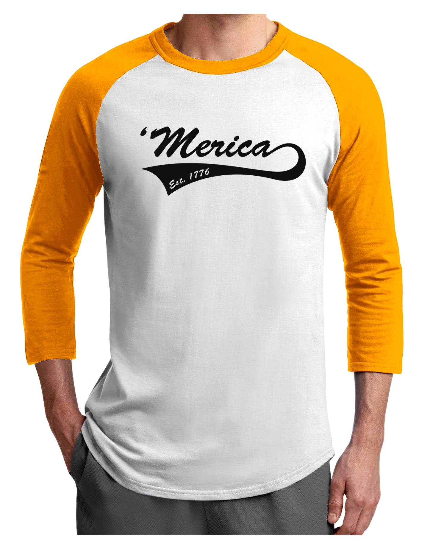 Merica Established 1776 Adult Raglan Shirt by TooLoud-TooLoud-White-Gold-X-Small-Davson Sales