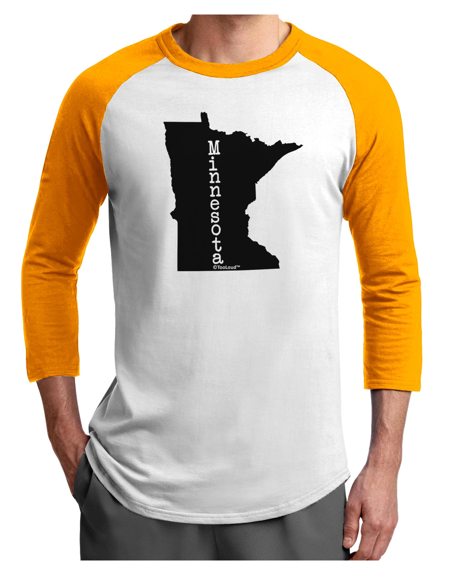 Minnesota - United States Shape Adult Raglan Shirt-Raglan Shirt-TooLoud-White-Gold-X-Small-Davson Sales