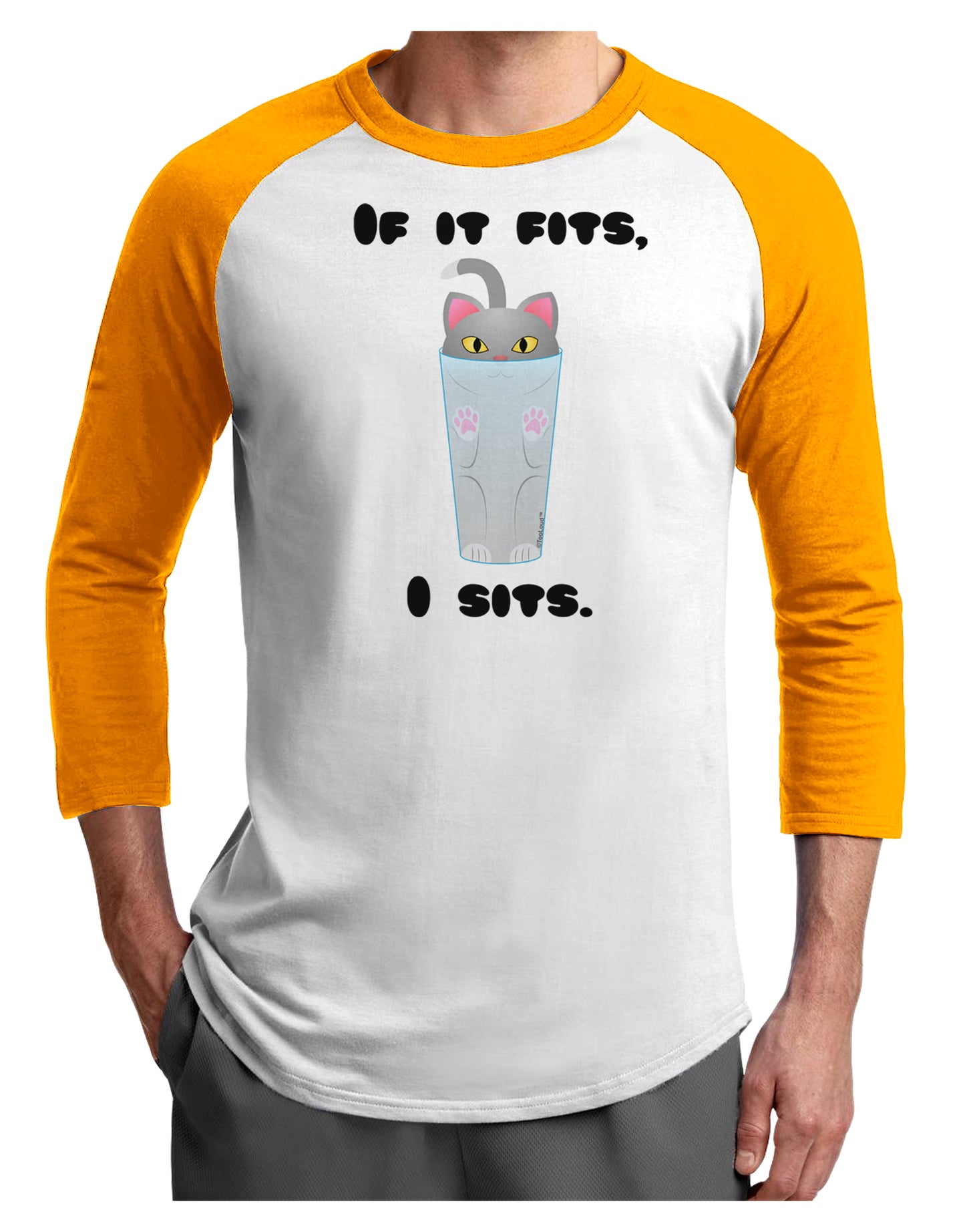 If It Fits - Cute Cat Design Adult Raglan Shirt by TooLoud-TooLoud-White-Gold-X-Small-Davson Sales