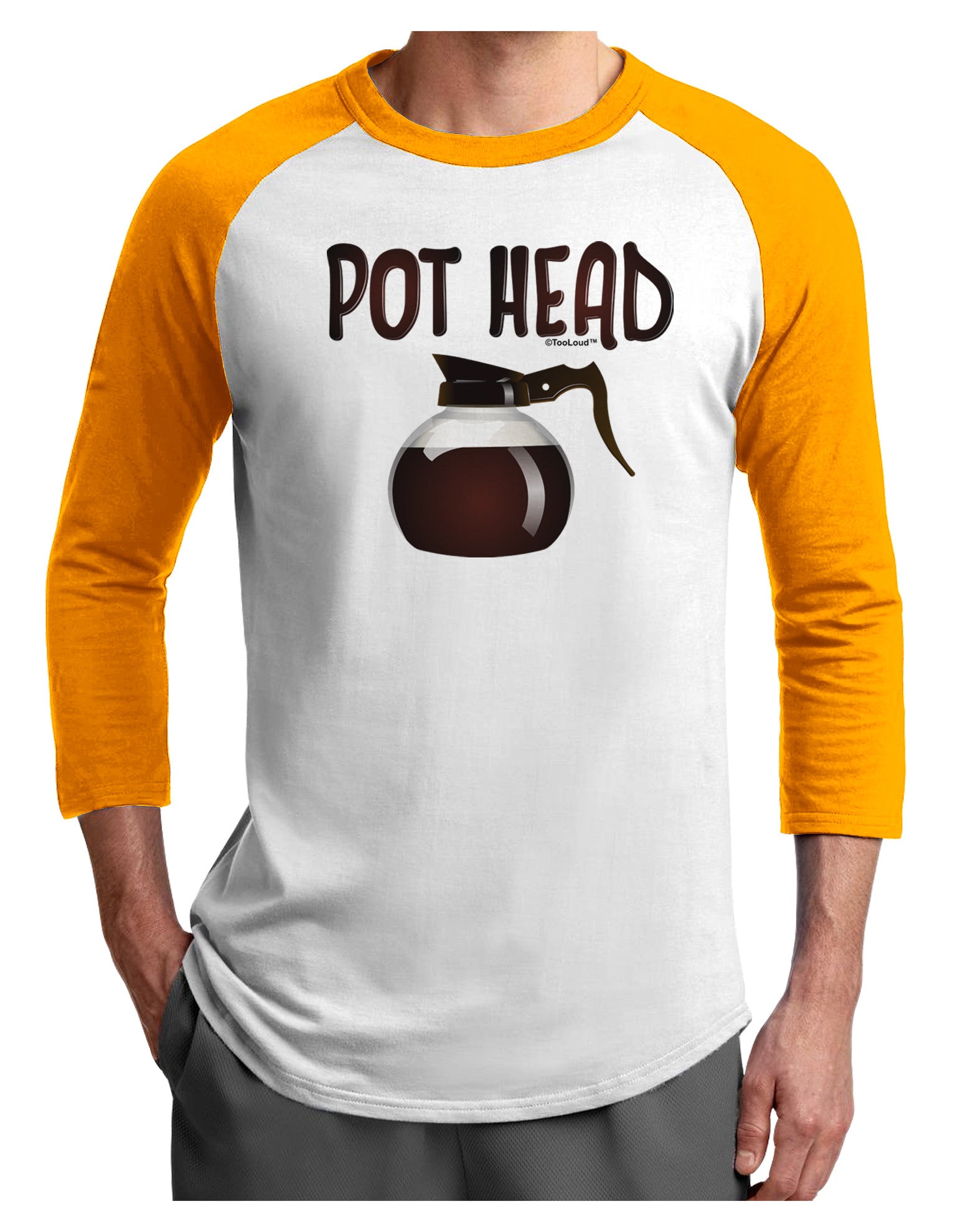 Pot Head - Coffee Adult Raglan Shirt-Raglan Shirt-TooLoud-White-Gold-X-Small-Davson Sales