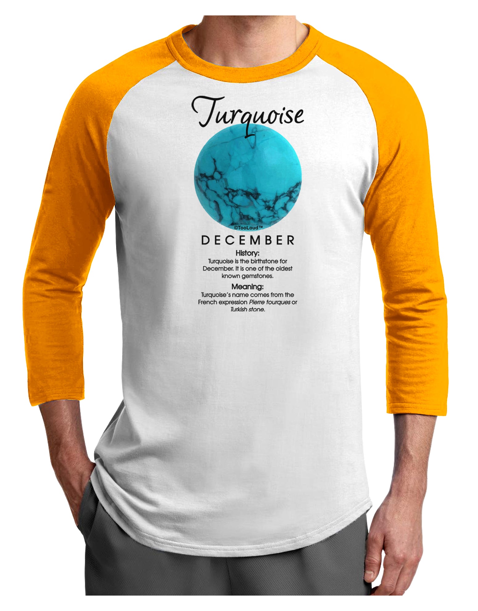 Birthstone Turquoise Adult Raglan Shirt by TooLoud-TooLoud-White-Gold-X-Small-Davson Sales