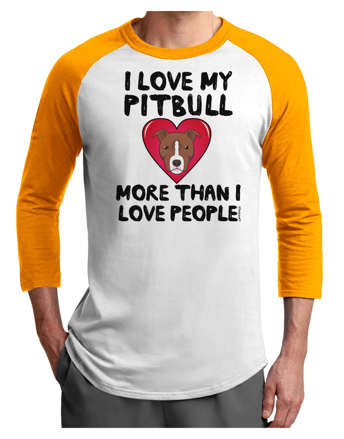 Love Pitbull More Than People Adult Raglan Shirt-Raglan Shirt-TooLoud-White-Gold-X-Small-Davson Sales