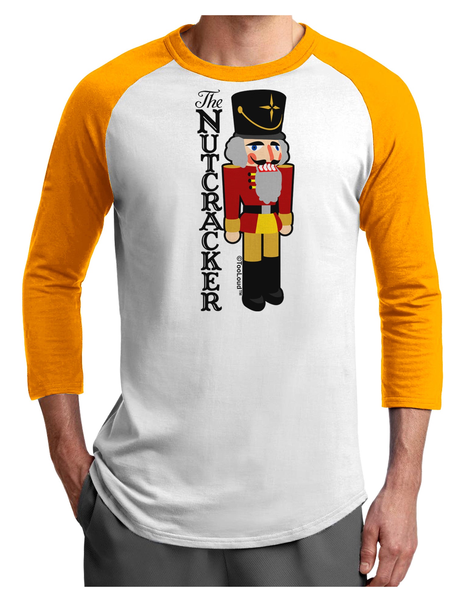 The Nutcracker with Text Adult Raglan Shirt by-Raglan Shirt-TooLoud-White-Gold-X-Small-Davson Sales