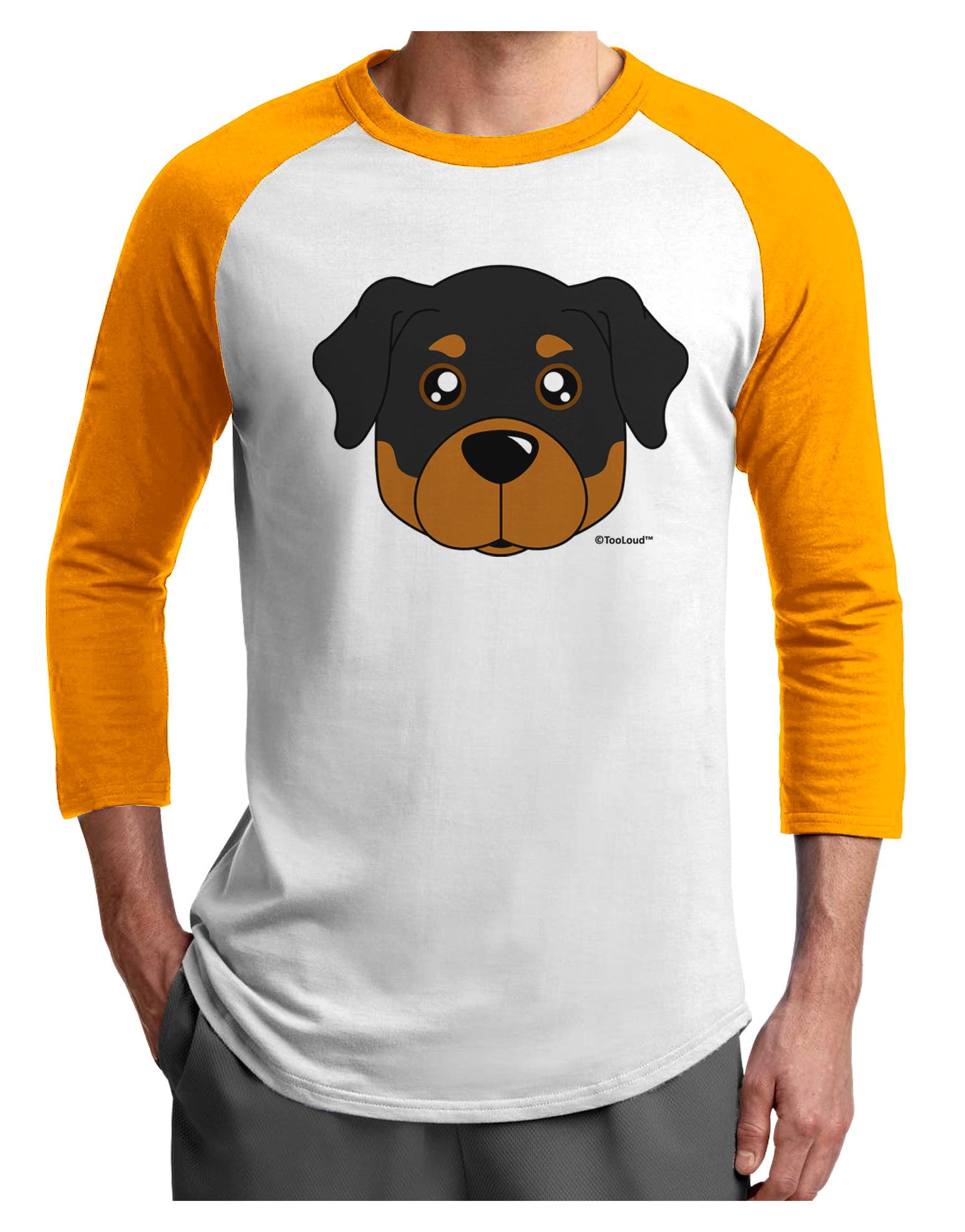 Cute Rottweiler Dog Adult Raglan Shirt by TooLoud-TooLoud-White-Gold-X-Small-Davson Sales