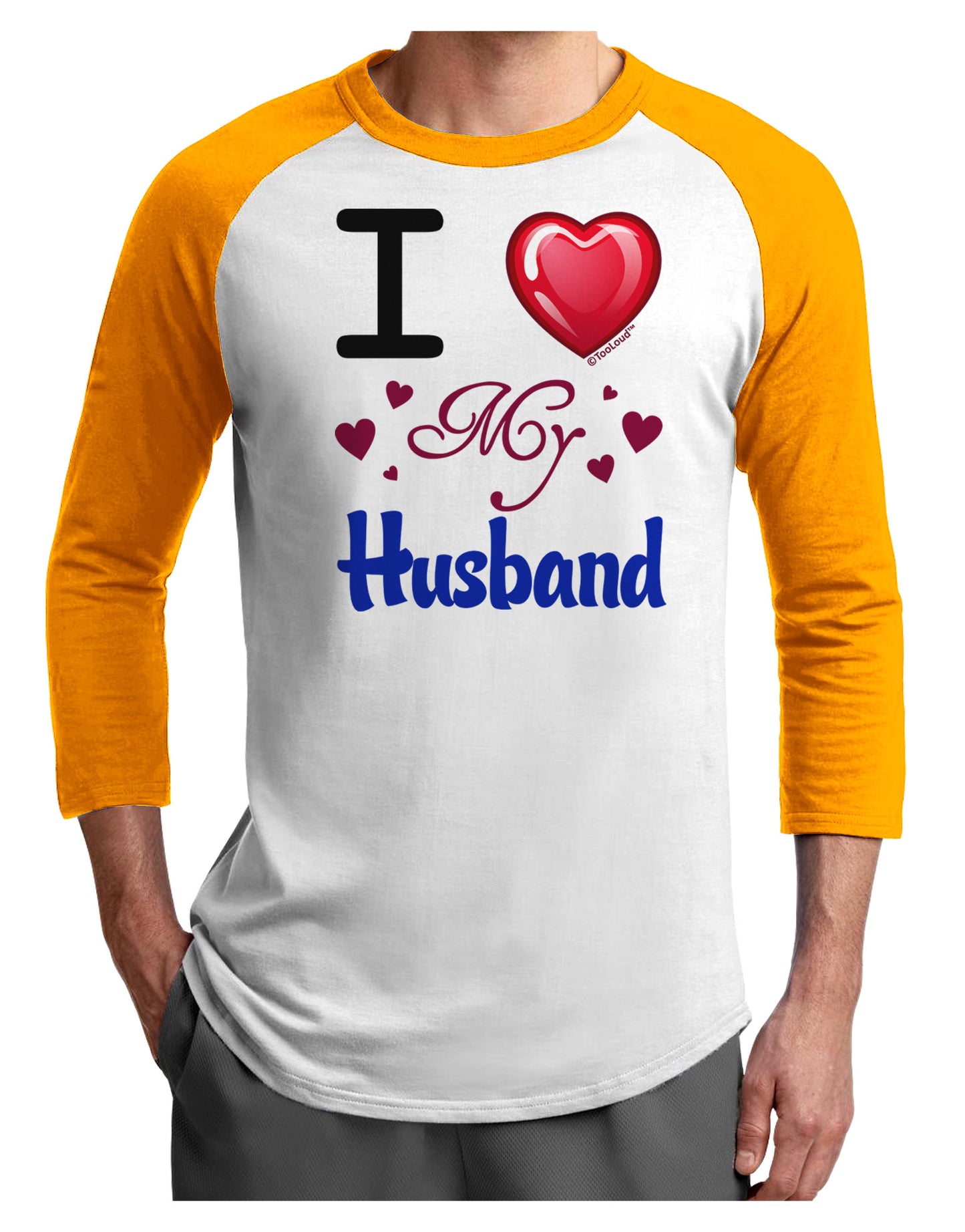 I Love Heart My Husband Adult Raglan Shirt-Raglan Shirt-TooLoud-White-Gold-X-Small-Davson Sales