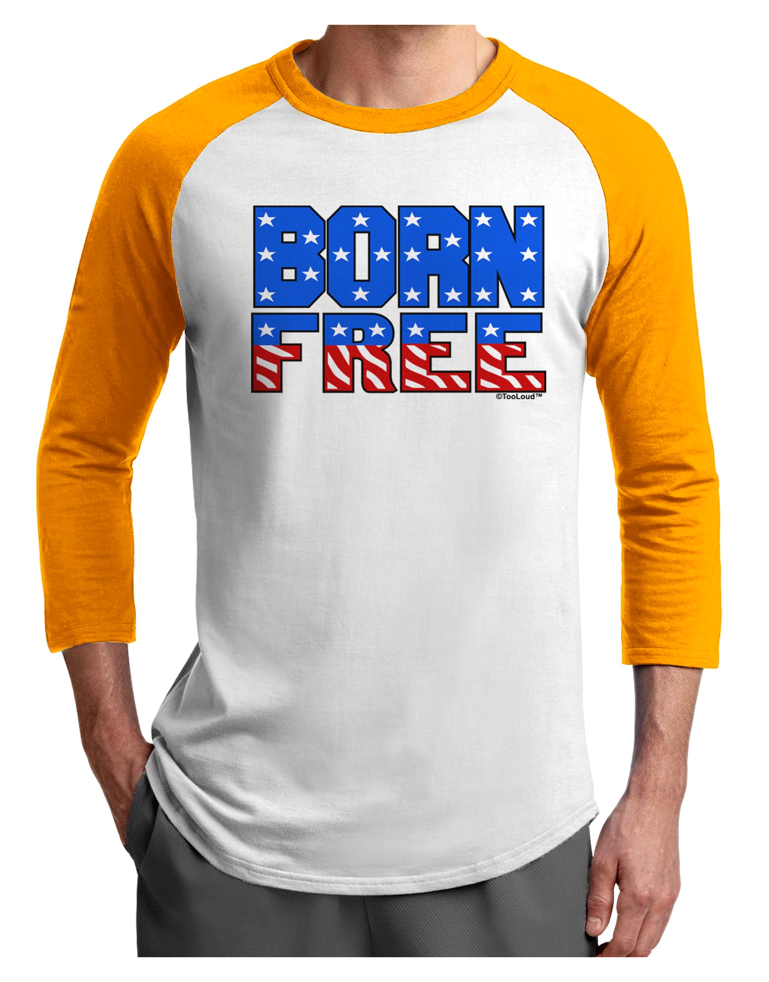 Born Free Color Adult Raglan Shirt by TooLoud-TooLoud-White-Gold-X-Small-Davson Sales