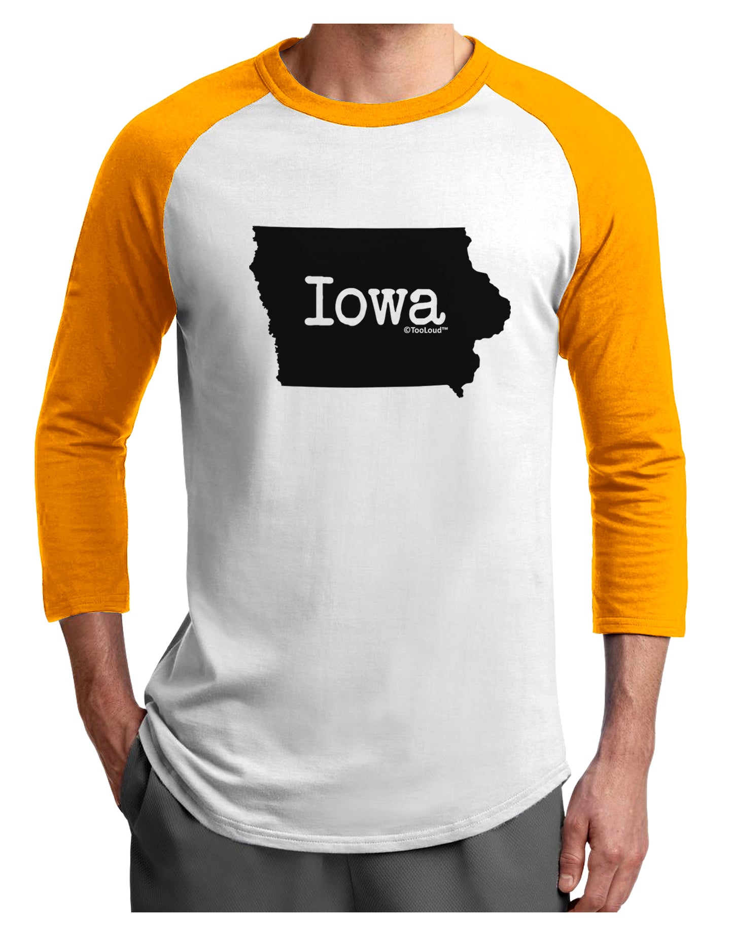 Iowa - United States Shape Adult Raglan Shirt by TooLoud-TooLoud-White-Gold-X-Small-Davson Sales