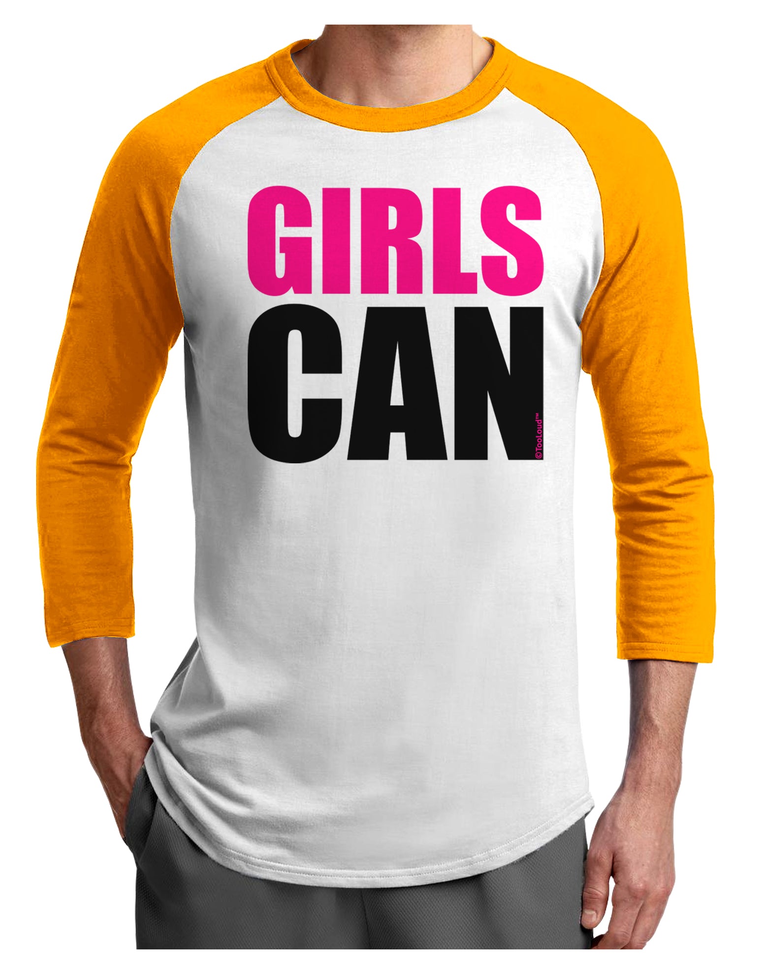 Girls Can Adult Raglan Shirt by TooLoud-TooLoud-White-Gold-X-Small-Davson Sales