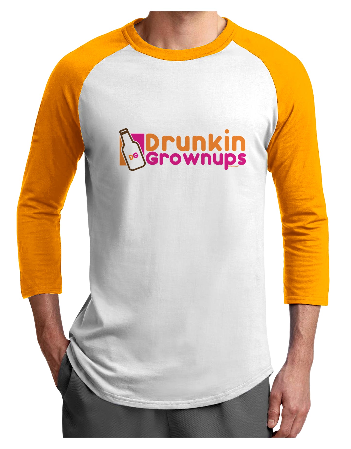 Drunken Grown ups Funny Drinking Adult Raglan Shirt by TooLoud-TooLoud-White-Gold-X-Small-Davson Sales