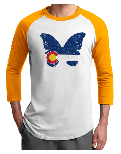 Grunge Colorado Butterfly Flag Adult Raglan Shirt-Mens T-Shirt-TooLoud-White-Gold-X-Small-Davson Sales