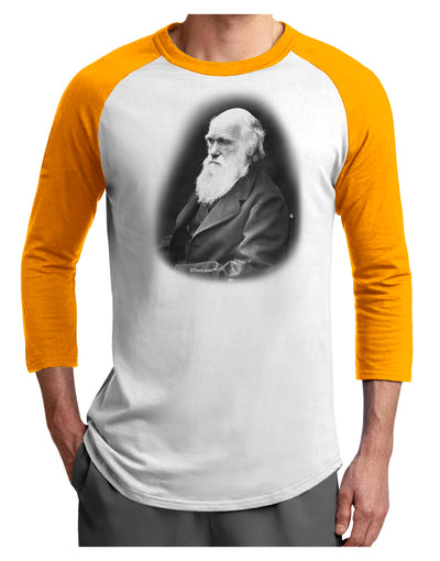 Charles Darwin Black and White Adult Raglan Shirt by TooLoud-TooLoud-White-Gold-X-Small-Davson Sales