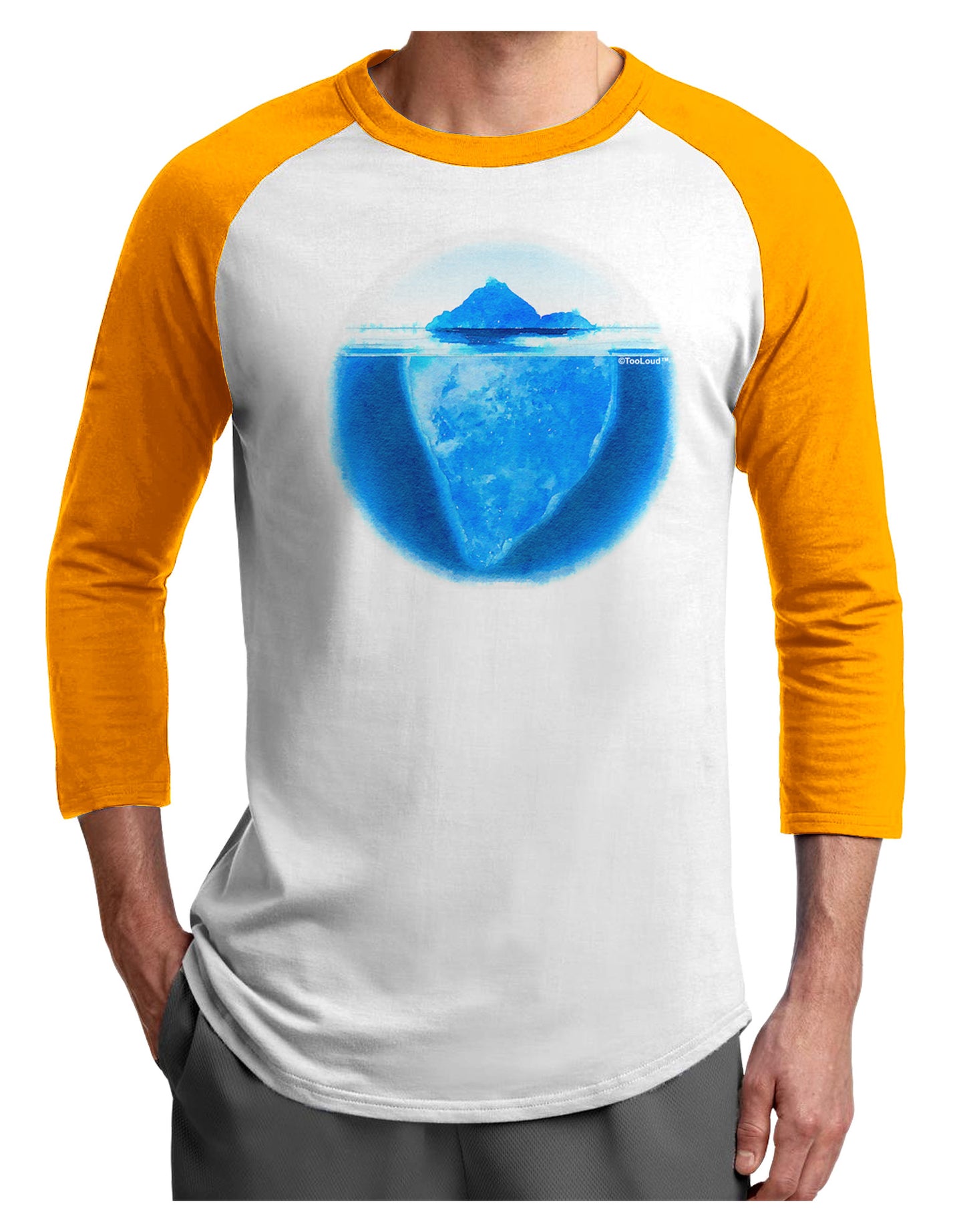 Iceberg Watercolor Adult Raglan Shirt-TooLoud-White-Gold-X-Small-Davson Sales
