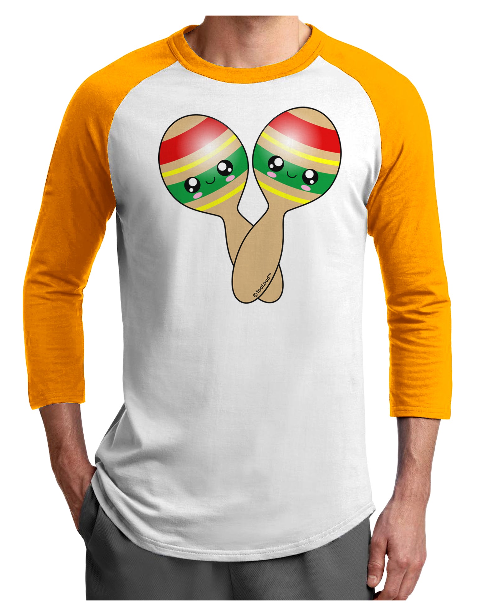 Cute Maracas Design Adult Raglan Shirt by TooLoud-TooLoud-White-Gold-X-Small-Davson Sales