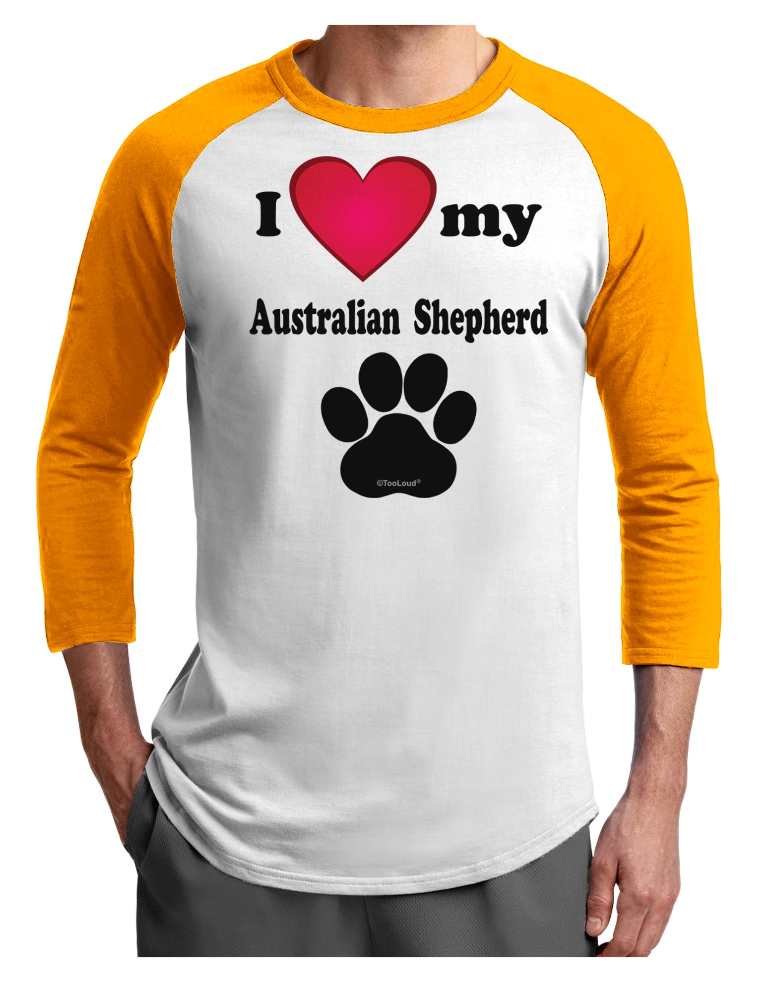 I Heart My Australian Shepherd Adult Raglan Shirt by TooLoud-TooLoud-White-Gold-X-Small-Davson Sales