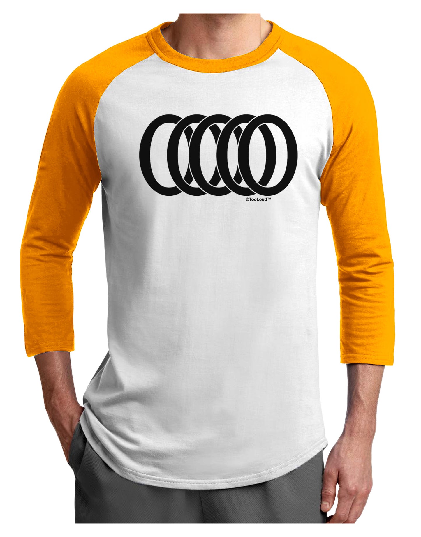 Five Golden Rings Adult Raglan Shirt-TooLoud-White-Gold-X-Small-Davson Sales