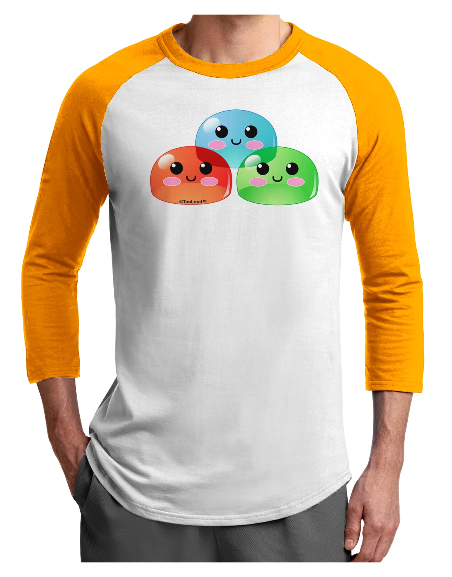 Cute RPG Slime - Trio Adult Raglan Shirt by TooLoud-TooLoud-White-Gold-X-Small-Davson Sales