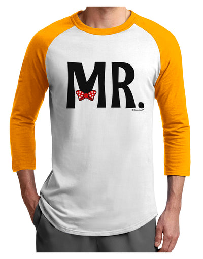 Matching Mr and Mrs Design - Mr Bow Tie Adult Raglan Shirt by TooLoud-TooLoud-White-Gold-X-Small-Davson Sales