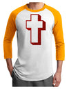 Simple Cross Design Glitter - Red Adult Raglan Shirt by TooLoud-TooLoud-White-Gold-X-Small-Davson Sales