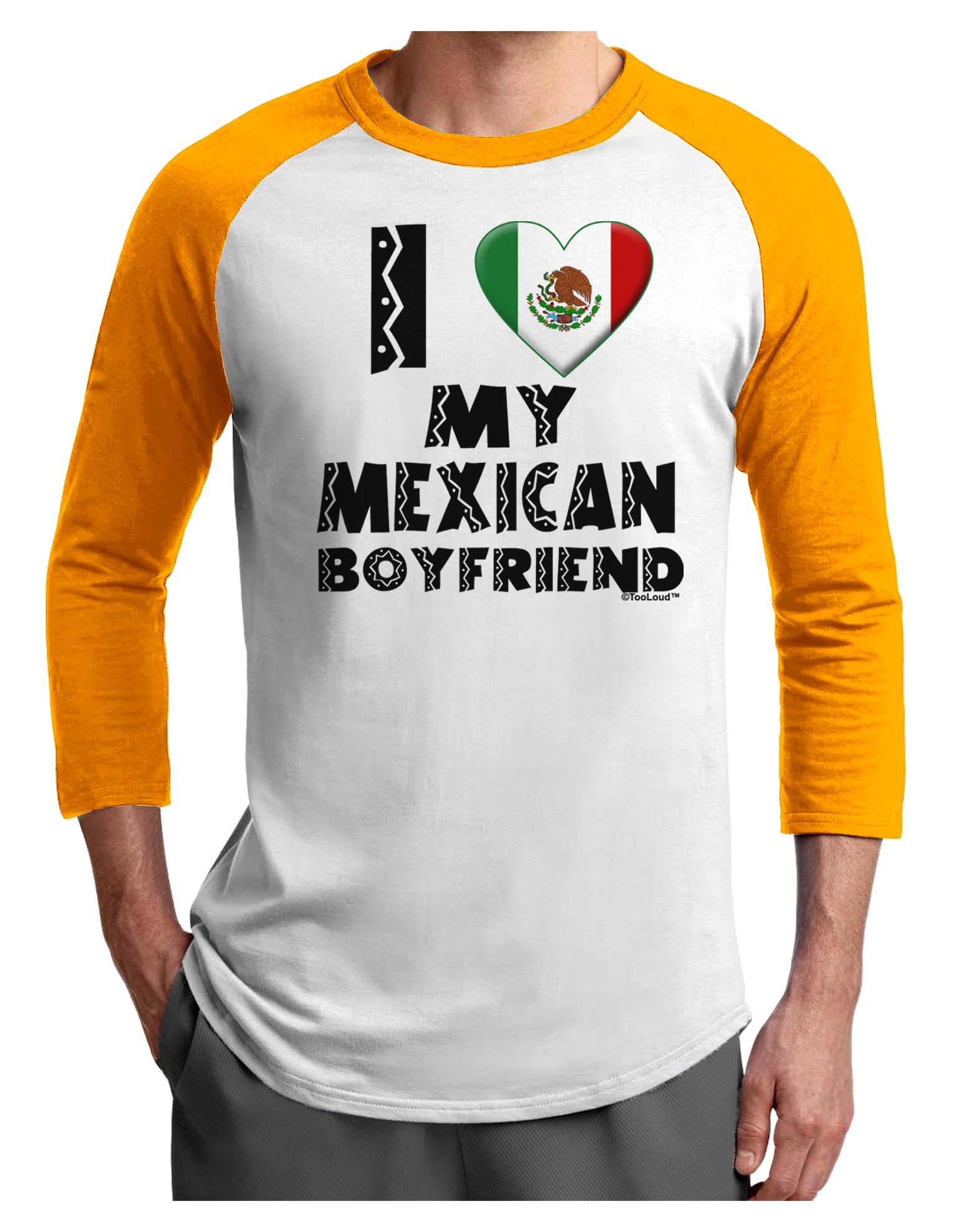 I Heart My Mexican Boyfriend Adult Raglan Shirt by TooLoud-TooLoud-White-Gold-X-Small-Davson Sales