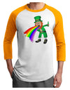 Puking Rainbow Leprechaun Adult Raglan Shirt-Raglan Shirt-TooLoud-White-Gold-X-Small-Davson Sales