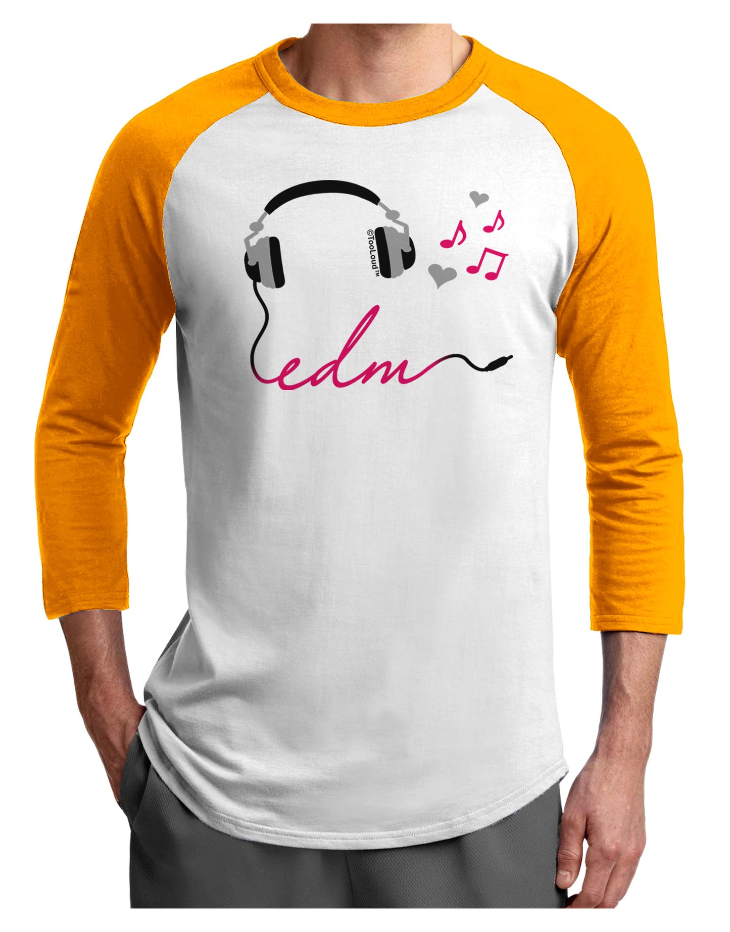 EDM Cord Pink Adult Raglan Shirt-Raglan Shirt-TooLoud-White-Gold-X-Small-Davson Sales