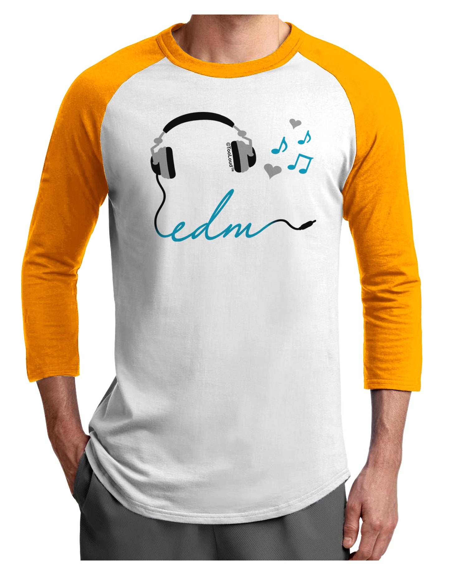 EDM Cord Blue Adult Raglan Shirt-Raglan Shirt-TooLoud-White-Gold-X-Small-Davson Sales