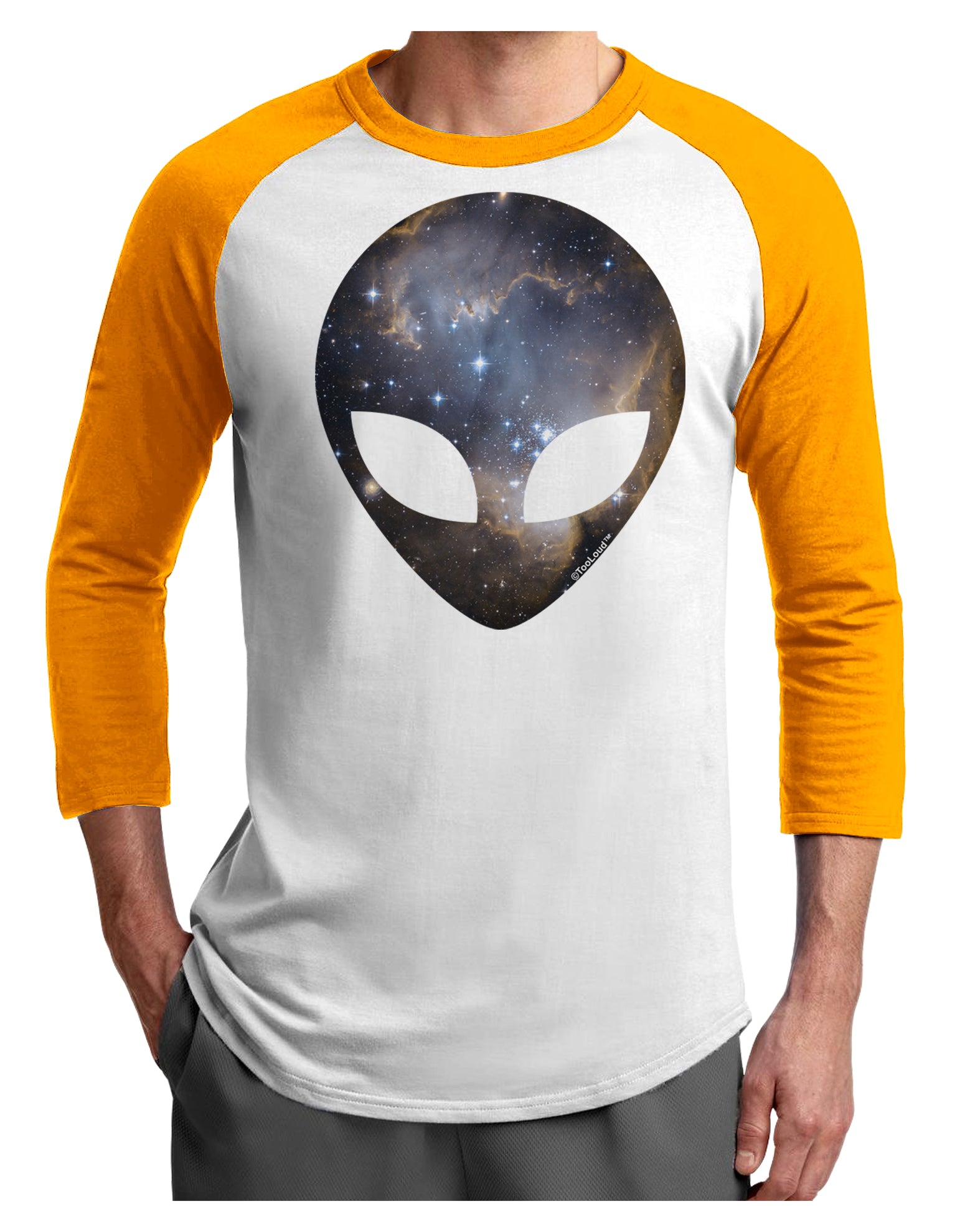 Extraterrestrial Face - Space #1 Adult Raglan Shirt by TooLoud-TooLoud-White-Gold-X-Small-Davson Sales