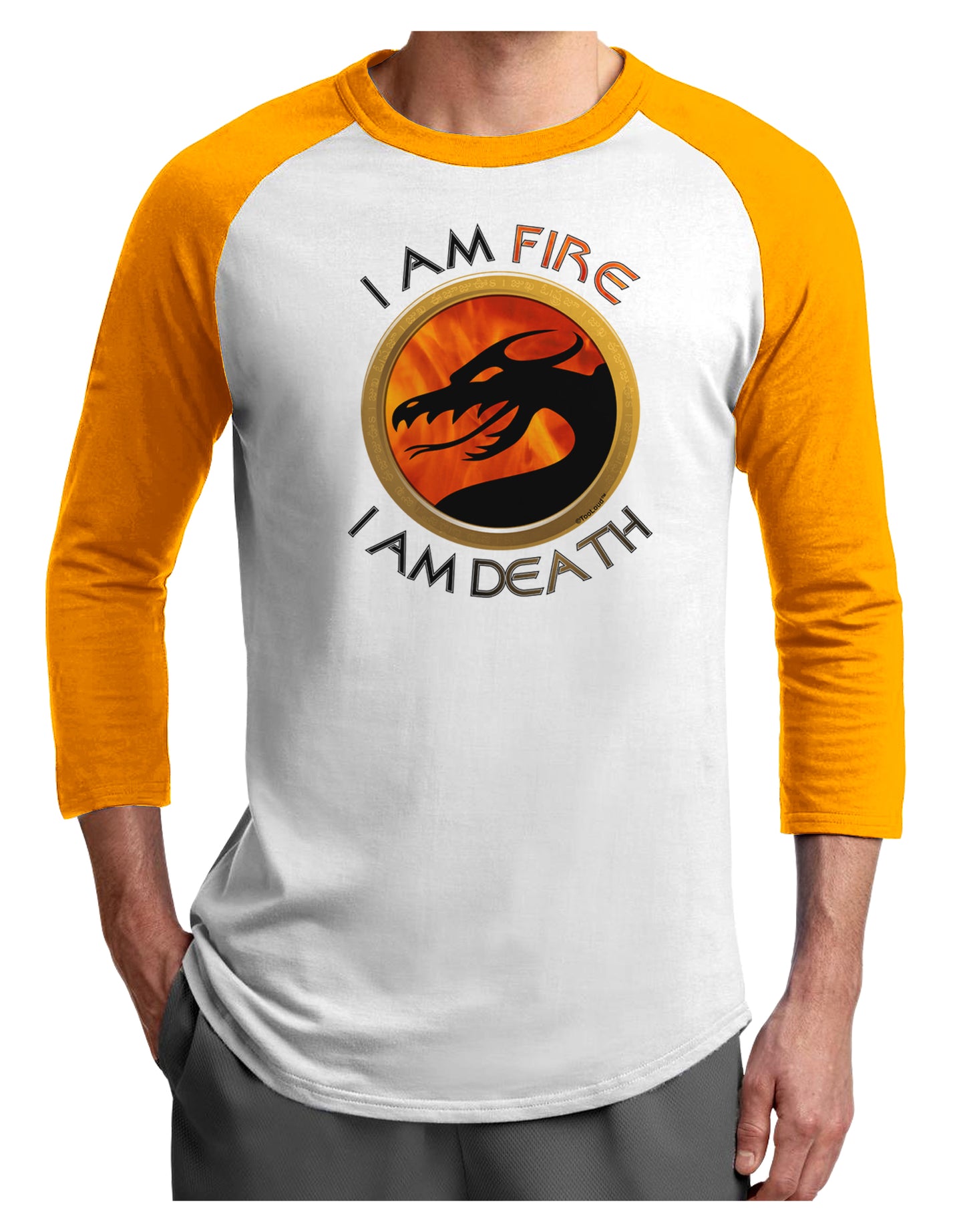 I Am Fire I Am Death Adult Raglan Shirt by TooLoud-TooLoud-White-Gold-X-Small-Davson Sales