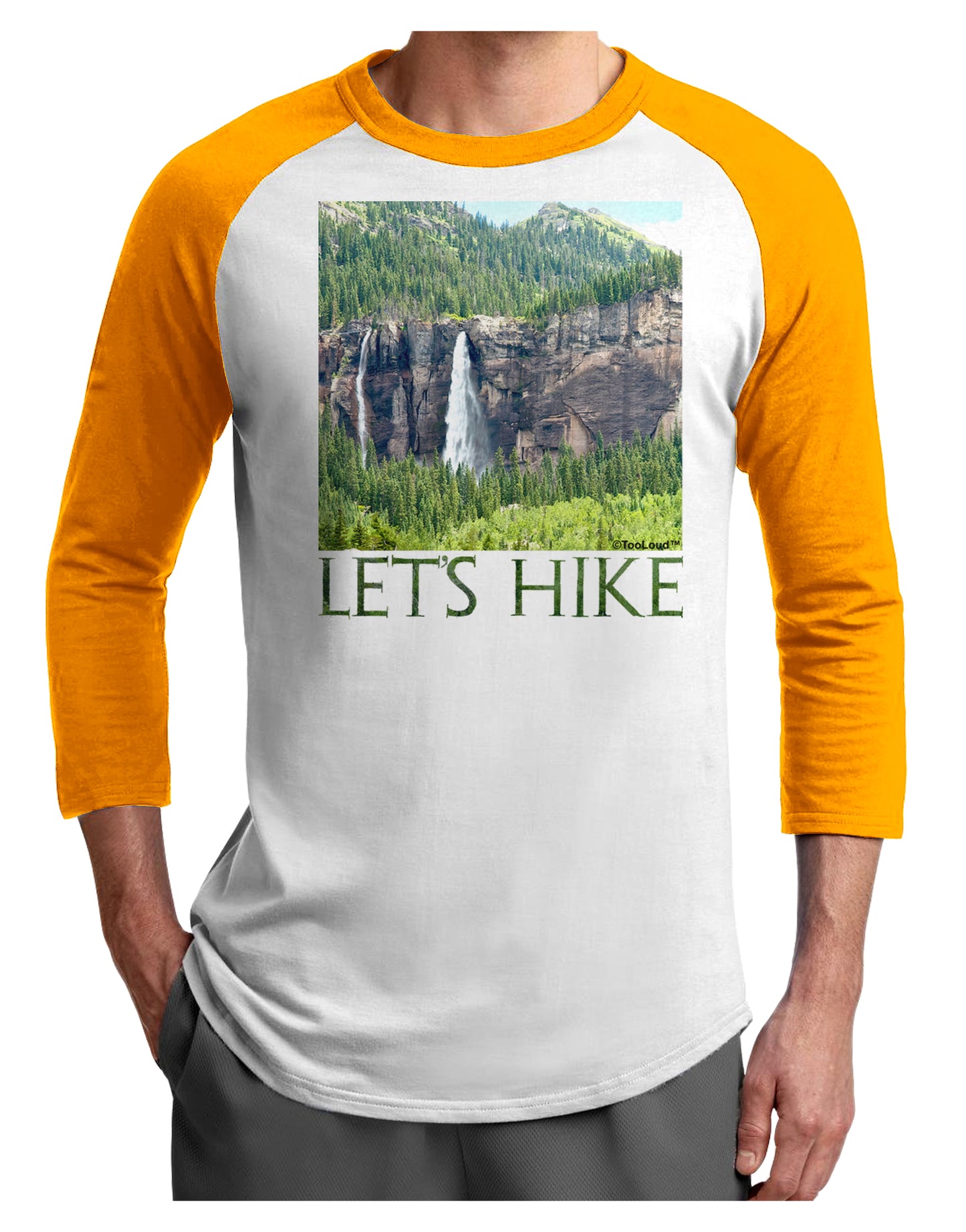 Beautiful Cliffs - Lets Hike Adult Raglan Shirt by-Raglan Shirt-TooLoud-White-Gold-X-Small-Davson Sales