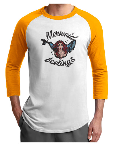 TooLoud Mermaid Feelings Adult Raglan Shirt-Mens-Tshirts-TooLoud-White-Gold-X-Small-Davson Sales